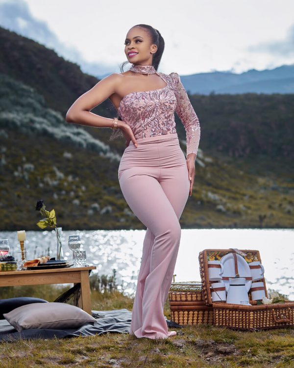 Peach One Sleeve Jumpsuit-Tuvae-254
